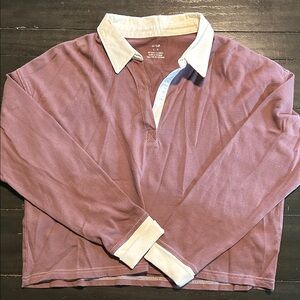 Aerie plum cropped Shirt with White Accents